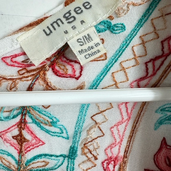 Umgee Size S/M Kimono Open White Floral Embroidered Boho Hippie Cardigan Topper - Picture 5 of 6